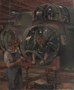 A Nose Section After Repair Girls Fitting Supports To Take The Bomb Aimer's Window — Rupert Shephard