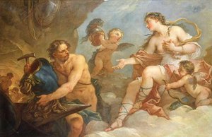 Le Feu, Ou Vénus Dans La Forge De Vulcain Demande Des Armes Pour Enée — Charles-joseph Natoire