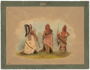 A Pawnee Chief With Two Warriors — George Catlin