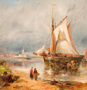 Fishing Boats In An Estuary — William Joseph Julius Caesar Bond, Realism