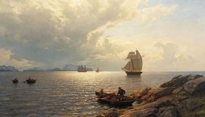 Sailing Into The Oslo Fiord — Hans Fredrik Gude