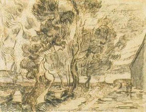 A Corner Of The Asylum And The Garden With A Heavy, Sawn-off Tree — Vincent Willem Van Gogh, Post-impressionism