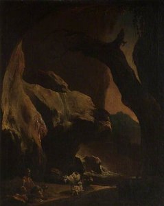 Interior Of A Large Cave With Figures And Animals — Thomas Barker