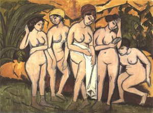 Five Bathing Women At A Lake — Ерnst Лудвиг Киршнер, German Expressionism
