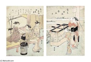 Ladies Smoking And Talking On A Veranda — Suzuki Harunobu