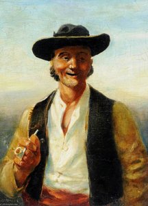 Portrait Of A Man With A Pipe And A Hat — Edmund Blampied