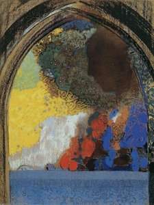 Woman In Profile Under A Gothic Arch — Odilon Redon