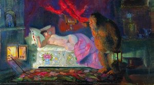 The Merchant's Wife And Hobgoblin — Boris Mikhailovich Kustodiev