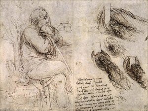 Study Of An Old Man - Study Of Water — Leonardo Da Vinci, Renaissance