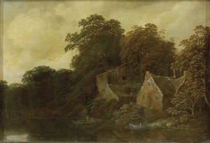 River Scene With A Cottage And Boat