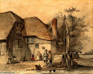 Figures Near A Waterwell — Jan Weissenbruch, Hague School