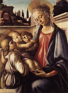 Madonna And Child And Two Angels — Sandro Botticelli, Early Renaissance