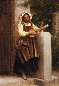 An Italian Girl Playing A Mandolin — Jean-léon Gérôme
