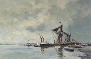 Thames Barges On The Hard - Pin Mill — Edward Seago