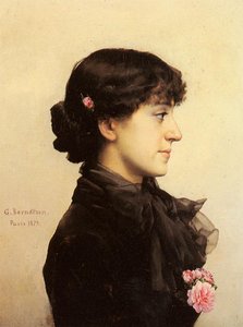 A Lady In Black With Pink Roses — Gunnar Berndtson
