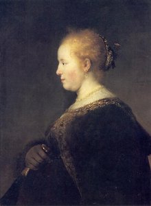 A Young Woman In Profile With A Fan — Rembrandt Van Rijn