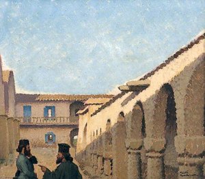Ayios Varnavas, Cyprus, Monks With A Black Kid — Keith Henderson