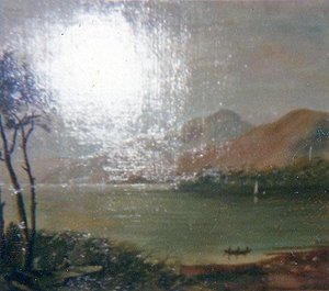 Two Persons Under Tree And Three In Boat On Water, (painting) — Elizabeth Otis Marshall Dannelly