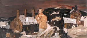 Village Scene In Beige And Black — Donald Mcintyre, Post-impressionism