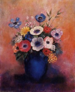 Bouquet Of Flowers In A Blue Vase — Odilon Redon