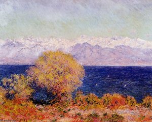 View Of The Bay And Maritime Alps At Antibes — Claude Monet, Impressionistic Landscape