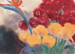Flower Still Life With Paradise Bird Flower (strelizie) — Emile Nolde