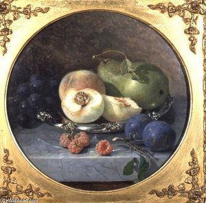 Still Life Of Fruit On A Marble Ledge — Eloise Harriet Stannard