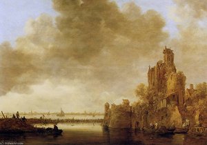 River Landscape With Tower Sun — Jan Josephszoon Van Goyen