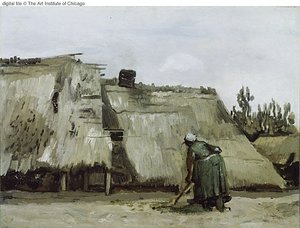 Peasant Woman Digging In Front Of Her Cottage — Vincent Willem Van Gogh, Post-impressionism