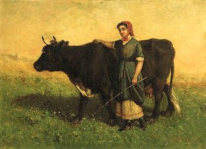 Untitled (woman Walking With Cow), (painting) — Edward Mitchell Bannister