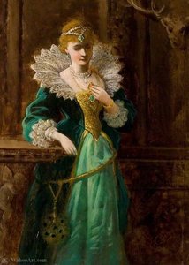 Amy Robsart (1532–1560), Looking At The Portrait Of Leicester — Edward Charles Barnes