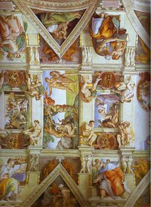 Partial View Of The The Frescoes In The Sisine Chapel — Michelangelo Buonarroti