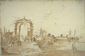 Gateway Near A Landing Bridge — Francesco Lazzaro Guardi