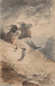 Fantastic Figures Seated On A Mound — John Sell Cotman