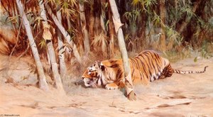 A Preying Lion — Friedrich Wilhelm Kuhnert