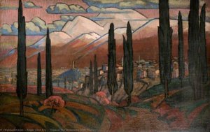 Town In The Mountains With Poplars — Roger Eliot Fry