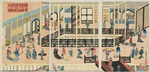 Yokohama Miyozaki Geisha House Gankiro Foreigner — Utagawa Yoshikazu