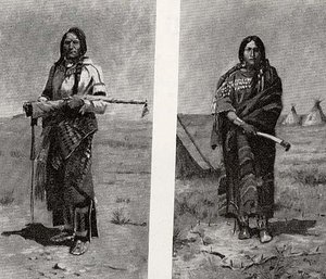 Pair Indian Buck Squaw, (painting) — Charles Marion Russell