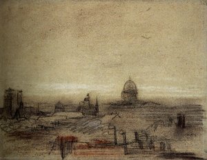 View Of Paris With Notre-dame And The Pantheon — Vincent Willem Van Gogh, Post-impressionism