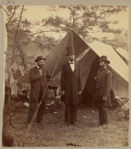 [president Lincoln, United States Headquarters, Army Of The Potomac, Near Antietam] — Alexander Gardner, Photographic Realism
