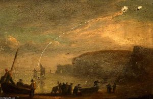A Coastal Landscape With Fisherfolk On A Boat — Thomas Luny, Romanticism
