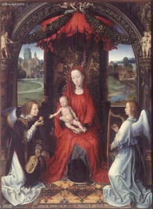 Madonna Enthroned With Child And Two Angels — Memling, Hans