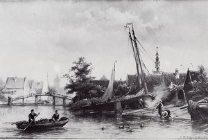 Wharf At River Brink — Hermanus Junior Koekkoek