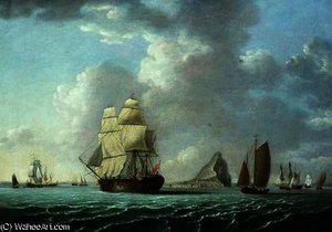 British Man-o'-war Off Gibraltar — Francis Holman