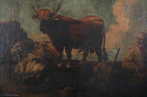 Landscape With Bull, Goats And Attendant — Philipp Peter Roos