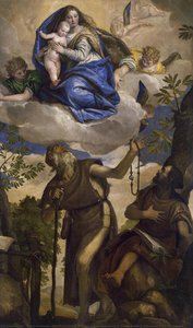 The Virgin And Child With Angels Appearing To Saints Anthony Abbot And Paul, The Hermit — Paolo Veronese