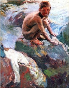 Boy On The Rocks, Javea — Joaquín Sorolla Y Bastida, Impressionist Realism