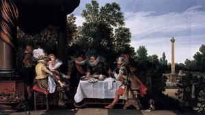 Merry Company Banqueting On A Terrace — Esaias Van De Velde
