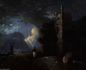 Two Figures By A Ruined Tower — Richard Wilson