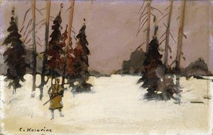 Winter Landscape With A Hunter — Konstantin Alexeievitch Korovin, Impressionist Landscape